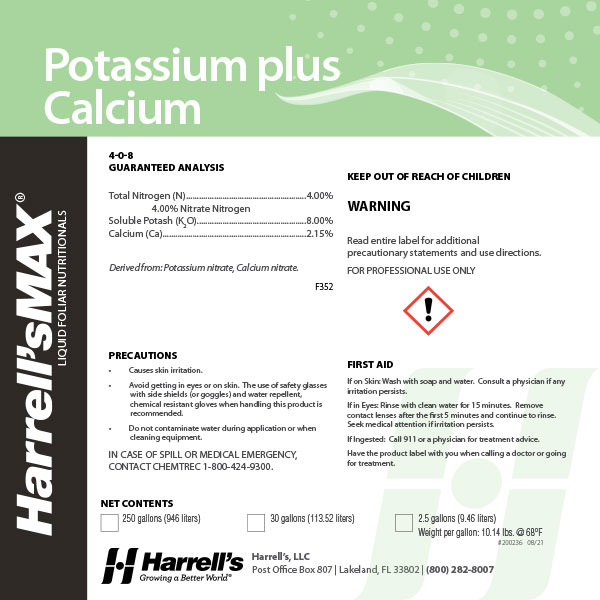 Potassium plus Calcium 4-0-8 — Foliars — Harrells-MAX — from…